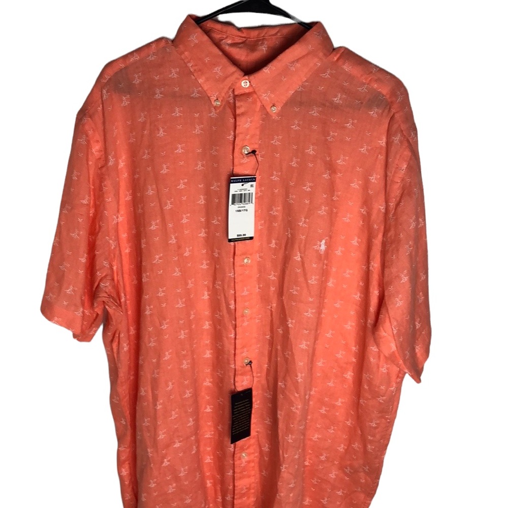 Polo Ralph Lauren Classic Fit Untucked Linen Lighthouse Button Down Shir…